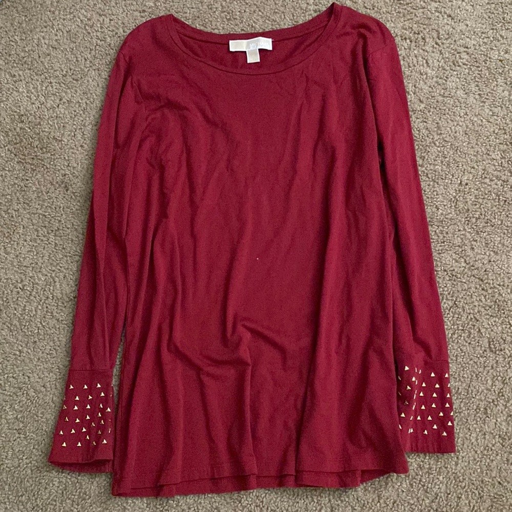 Michael Kors Burgundy Rhinestone Top